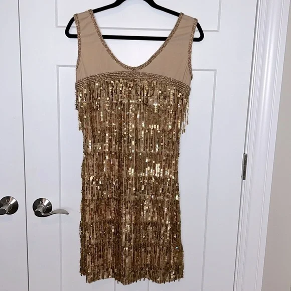 Alice + Olivia | Dresses | Customized Alice Olivia Gold Fringe Tank Dress |  Poshmark